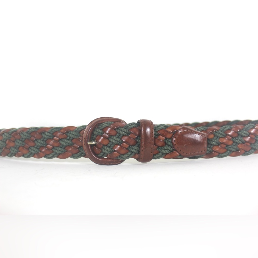 Vintage Braided Cognac Brown Split Woven Leather and Cord Belt, Size Medium 34